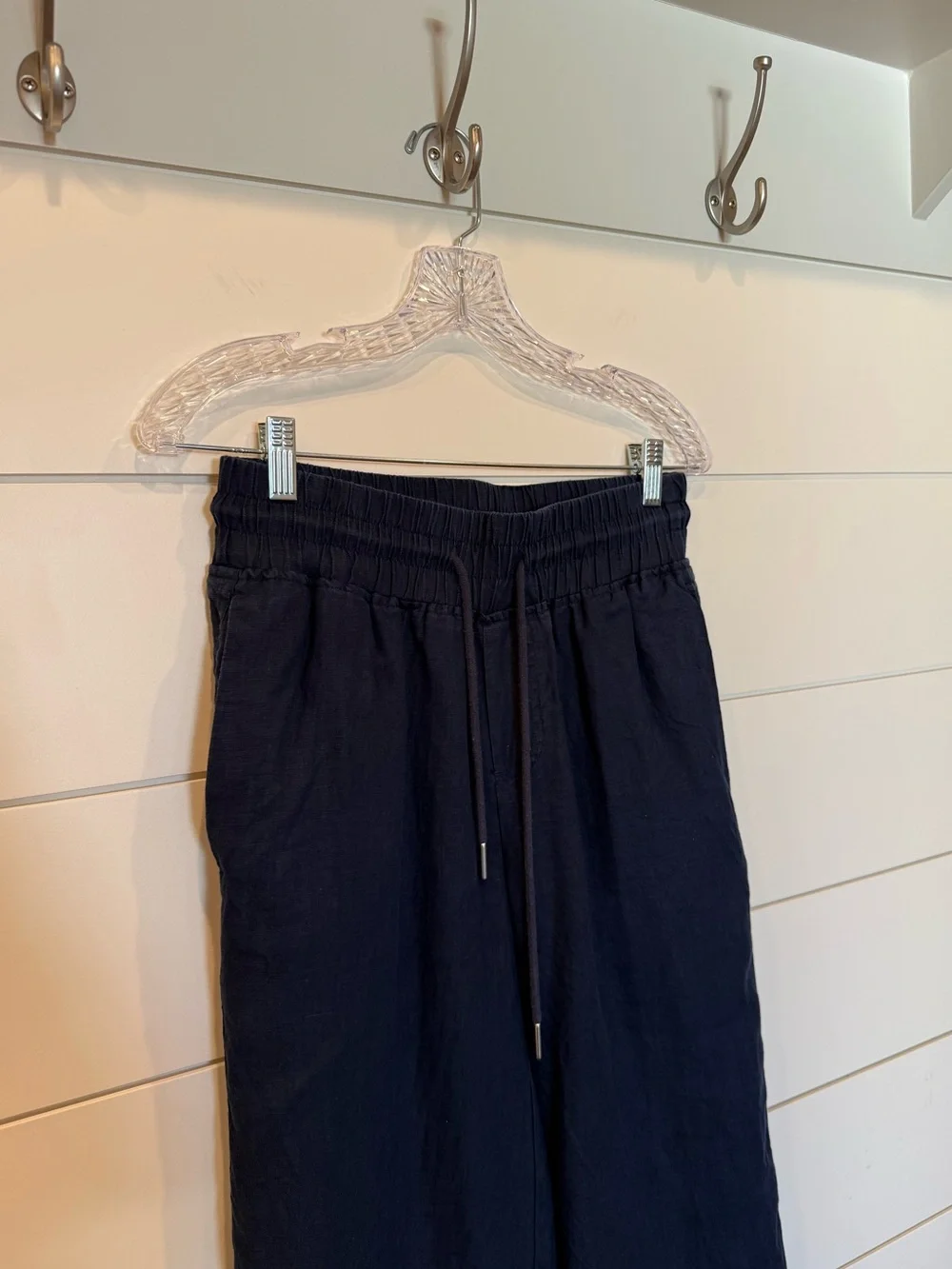 Quince Navy Blue 100% European Linen Wide Leg Drawstring Pants Womens Small